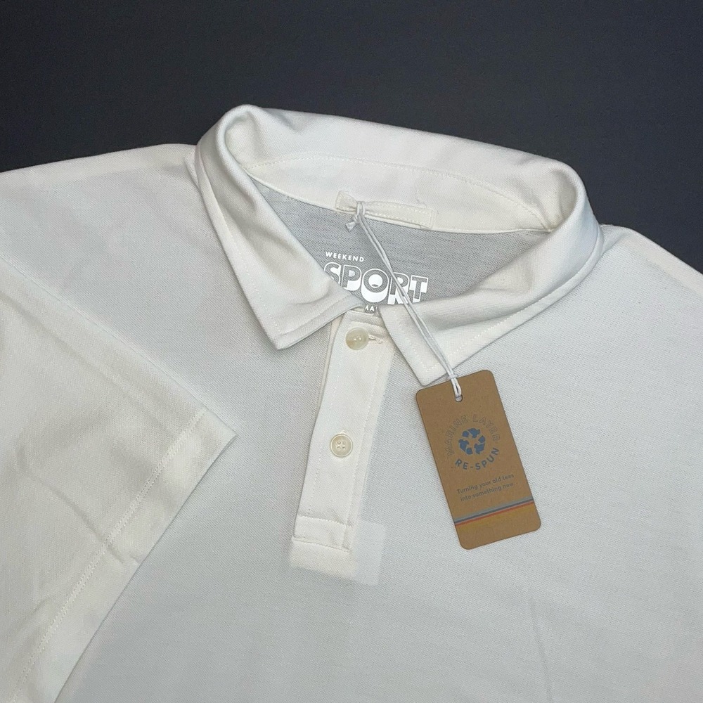 NEW Marine Layer Air Polo Shirt Mens XL White Lightweight Stretch Weekend Sport
